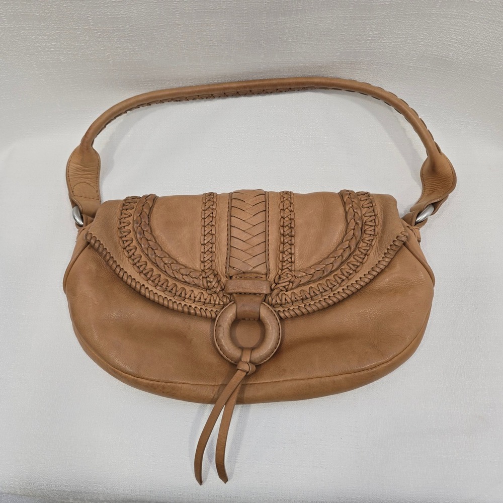Banana Republic Leather Hobo Bag Medium Tan Whipstitch Boho Slouchy Y2K VTG